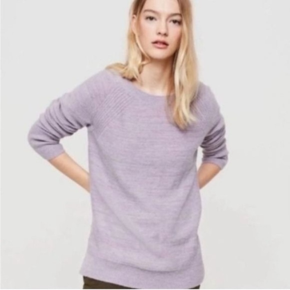 Lou & Grey pastel Purple Marled Knit Wool Blend Pullover Sweater M